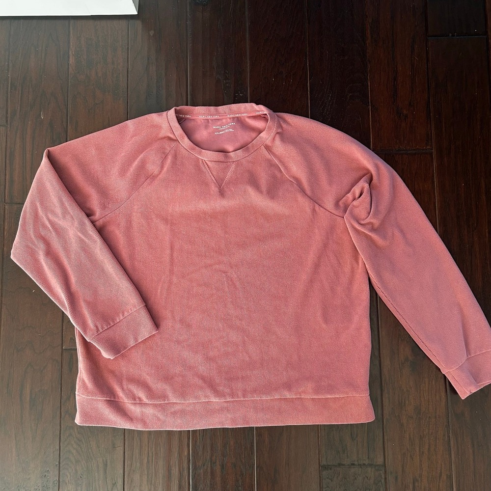 Marc New York Womens 2XL Ribbed Sweatshirt Pink cozycore comfort oversized layer